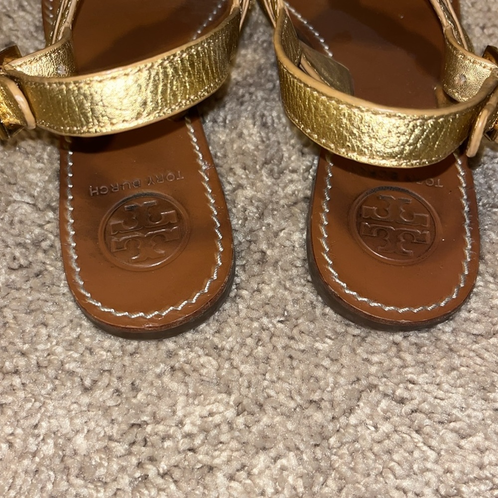 Tory Burch Gold Flat Sandals - Picture 4 of 6